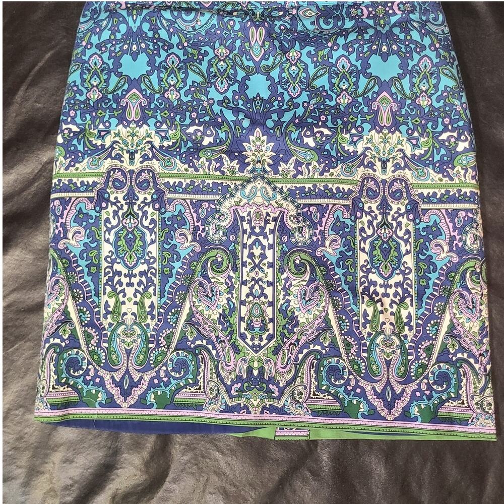 Talbots petite blue filigree a-line skirt size 14 petite